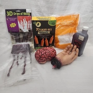 Halloween Scary Decorations Severed Hand, Brain, Lights, Blood, Web Party Props - Picture 1 of 15
