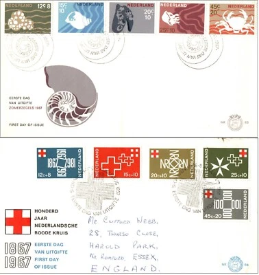 1967 Netherlands Red Cross Anniversary & Charity Stamps 2 First Day Cover FDC - Image 1 of 3