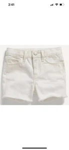 OLD NAVY 5T 'SEA SALT' OFF WHITE FRAYED HEM DENIM SHORTS - Picture 1 of 5