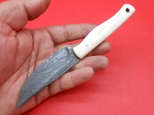 Muster Damast Custom Handmade Slim Messer Kamelknochen Griff A125 - Bild 1 von 12