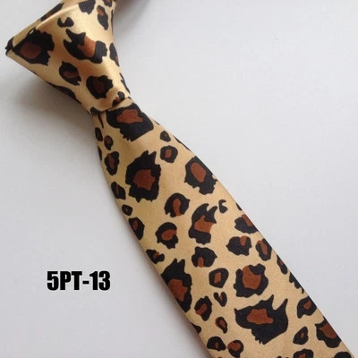 Unisex Novedad Elegante Vestido Marrón Leopardo Estampado Animal Corbata Delgada Totalmente Nuevo Foto 1 de 3