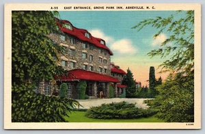 Postal de colección de lino East Entrance Grove Park Inn Asheville NC 5,5x3,5 - Imagen 1 de 2