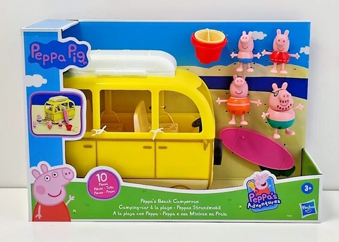 Peppa Pig Peppa's Beach Campervan (10 Pieces) Hasbro Preschool Toy Working Wheel Cover