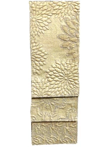 Floral Quilted Embossed Designer Fabric Swatch Sample Textured Beige Tan Set / 3 - Picture 1 of 9