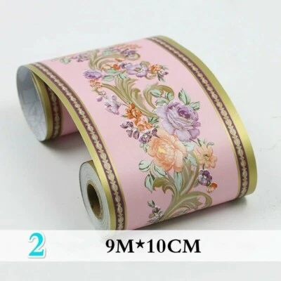 Papel de parede 9M autoadesivo borda contorno adesivo floral PVC decoração para casa - Imagem 1 de 4