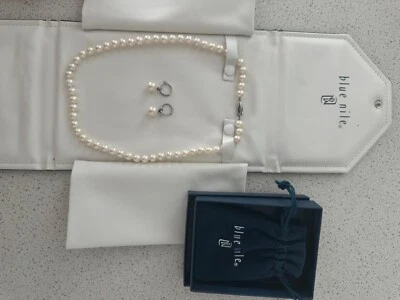 Perlas de agua dulce del Nilo Azul. "Collar con pendientes 18"""  Foto 1 de 4