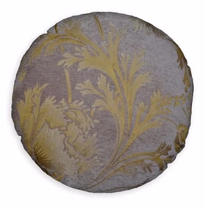 We103n Mauve Tan Damask Flower Chenille Round Shape Pillow Case Cushion Cover - Picture 1 of 5