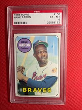 1969 Topps #100 Hank Aaron PSA 6 EX-MINT Atlanta Braves LEGEND/HOFer ⚾📈