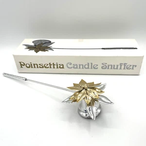 Vintage Dept 56 Christmas Poinsettia Candle Snuffer Gold & Silver Tone - Picture 1 of 5