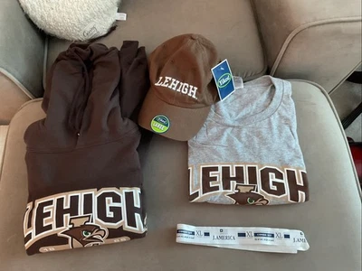 Lehigh University Mountain Hawks XL Shirt +Hoodie & L Cap/Hat Lot Of 3 Fan Items - Image 1 of 4