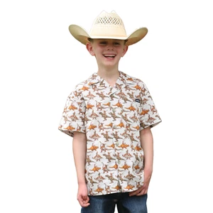 Cinch Youth Boy's Dinosaur Cowboy Print Camp Shirt MTW7170004 - Picture 1 of 7