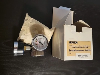 Sata 64626 Spray Gun, Air Test Cap With Dual Gauges 1.3 - 1.5 NEW OLD STOCK - Image 1 of 4