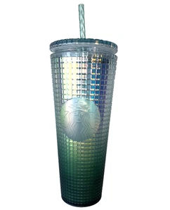 Starbucks Dark Green Grid Studded Tumbler 2022 Cold Cup 24oz Shimmer - Bild 1 von 6