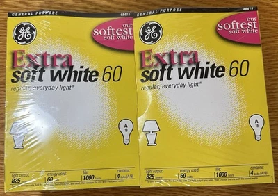 GE Light Bulbs - NEW Extra Soft White 60 Watt Light Bulbs -  2 Packs of 4 Bulbs - Image 1 of 4