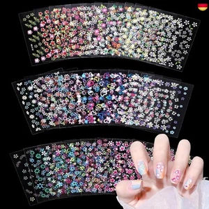 3D Nagelsticker 30 Blatt Nagelsticker Selbstklebend Blumen Blumenherzform - Bild 1 von 7