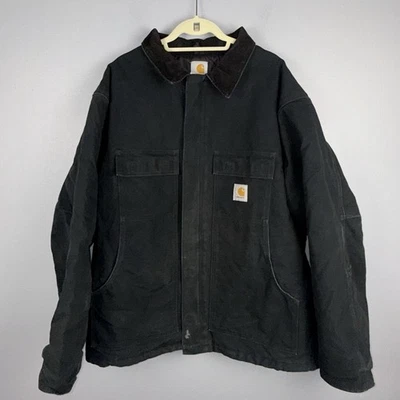 Carhartt стеганая куртка мужская 50 холст Workwear Arctic выцветший черный винтажный * читать - Изображение 1 из 4