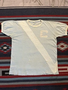 Rare 1950s Columbia Rowing Track Field Champion Running Man Vintage Shirt Sz L - Picture 1 of 11
