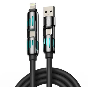 MFISH Armored Dragon 4-in-1 Fast Charging Cable,240W(MAX), 6’ Black - New Sealed - Picture 1 of 4