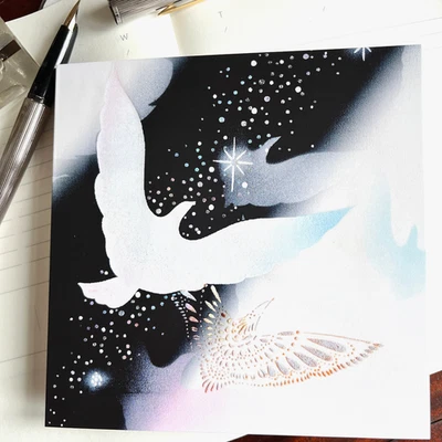 SYMPATHY CARD;THINKING OF YOU; ART; STAR BIRDS ;BLANK;UPLIFTING; UK MADE;CARING - Image 1 of 4