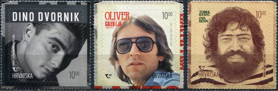 Croácia 2020. Conjunto de 3 selos de músicos populares (MNH OG **) - Imagem 1 de 1
