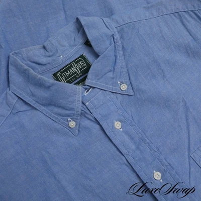 Gitman Bros. Vintage Made in USA Bright Sky Blue Jacquard Button Down Shirt M #7 - Image 1 of 4