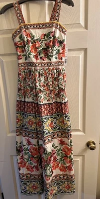 Maxi Vestido Antonio Melani Natasha Marfil Punzón Floral Tirantes Espagueti, Talla 0 Foto 1 de 4