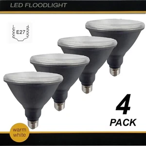 4 x LED PAR38 Floodlight Globes Bulbs Lamps 15W 240V E27 Warm White 3000K 1400Lm - Picture 1 of 4