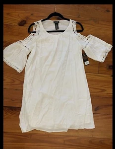 Wrangler retro dress Crochet Lace Trim White Western Rodeo Size Medium New - Picture 1 of 4