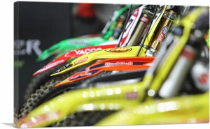 ARTCANVAS Row of Dirt Bikes Canvas Art Print - Picture 1 of 10