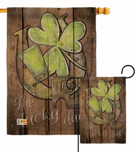 St Pats The Lucky Day Burlap Gardn Flag Springtime Decorative Gift Yard Banner - Picture 1 of 19