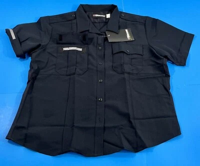 BLAUER WOMENS SHORT SLEEVE POLYESTER SUPERSHIRT ZIP SHIRT 8675W DARK NAVY 42 REG - Image 1 of 3