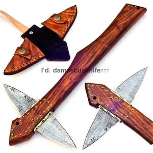 BEAUTIFUL CUSTOM HAND MADE DAMASCUS STEEL HUNTING DAGGER KNIFE HANDLE REAL WOOD - Bild 1 von 6