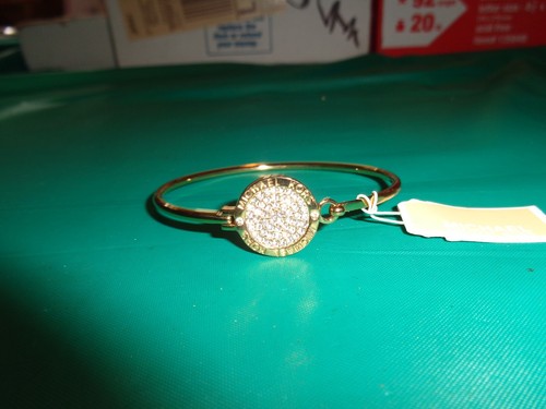 Bracciale Michael Kors Heritage Status Logo Tono Oro Strass Trasparenti Nuovo con etichette