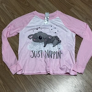 Jellifish Kids Girls Sleepwear Top Sz XL 14 / 16 Pink Just Nappin Long Sleeve  - Picture 1 of 9