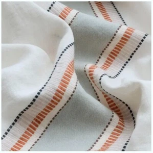 Nobilis BELIZE — VERT Jacquard Stripe Linen/Cotton Fabric 3 Pcs LARGE REMNANTS - Picture 1 of 15