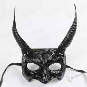 Neu Halloween schwarz Personifizierung Teufel langes Horn Maskerade Party Augenmaske - Bild 1 von 4