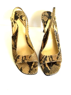 Ralph Lauren Slingback Puntera Abierta Tacones Cuero Estampado Cocodrilo 6.5AA USADO EN EXCELENTE ESTADO Foto 1 de 4