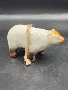Estatuilla esmaltada hecha a mano de oso blanco cerámica arte nativo estilo nativo del suroeste - Imagen 1 de 6