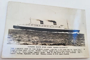VTG 1938-48 ** RPPC CUNARD WHITE STAR OCEAN LINER RMS QUEEN ELIZABETH - Picture 1 of 2