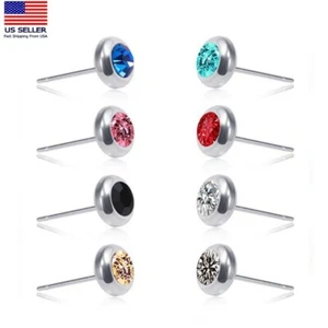 Unisex Retro Stainless Steel Earrings Classic Simple Crystal Stud Men Women 0944 - Picture 1 of 17