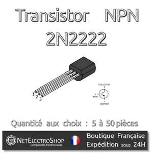 Transistors NPN 2N2222 - 2N2222A - 40V - 600mA - TO-92 - Arduino, Rasperry Pi - Bild 1 von 1