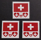 THREE SWISS SWITZERLAND FLAG TEMPORARY TATTOOS (BRAND NEW) 60mm X 60mm