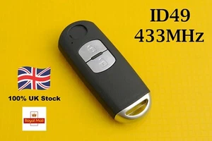 2 Button Smart key ID49 433MHz for Mazda ref SKE13E-01 No FAULT Lights - Picture 1 of 3