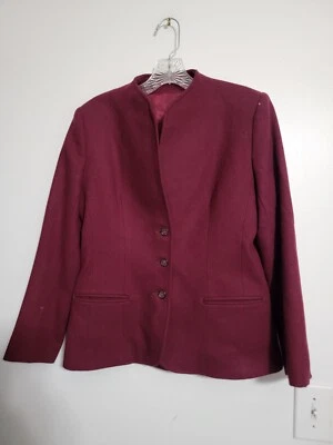 Women 2PC Red 100% Wool Sz 10 Petite Professional Business Jacket Skirt Suit - Image 1 of 4