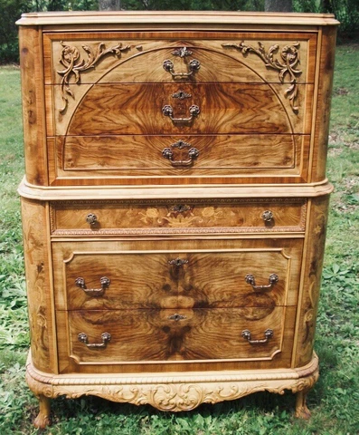 Marquetry Inlaid Antique Furniture Chest of Drawers Dresser French Provincial Cover