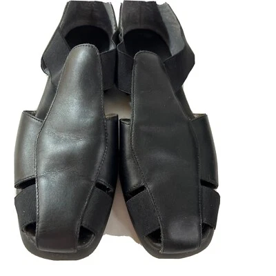 Zapatos Sandalia Cabin Creek Mujer Talla 9.5 Cuero Negro Planos Cómodos De Colección Foto 1 de 4