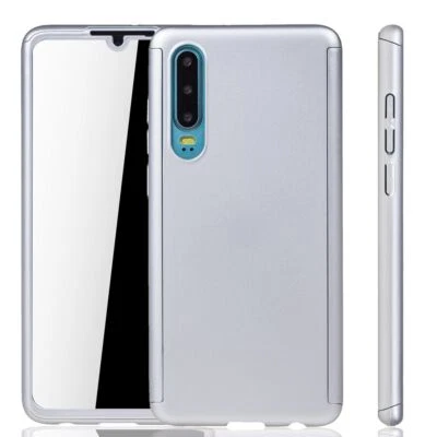 Custodia Protettiva Per Huawei P30 Full Cover Protezione Schermo Bumper Argento - Immagine 1 di 4