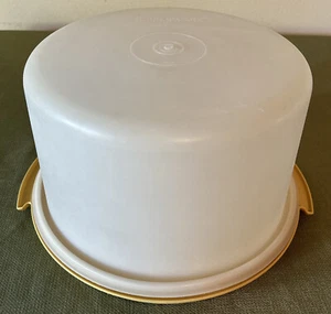 TAPA CUBIERTA TRANSPARENTE PORTADORA DE PASTELES TUPPERWARE 683 CON BASE DORADA 684! De colección - Imagen 1 de 7