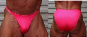men's npc flex cut hot pink spandex posing Trunks Competition Swimsuit Free Ship - Picture 1 of 1