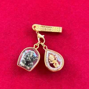 Lord Ganesha Gott Lakshmi Göttin Gold Mikron Anhänger Thai Amulett Schmuck - Bild 1 von 2